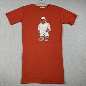 NITROX Orange Graphic Bear T-Shirt Dress‎ L Gucci Style Streetwear Retro Kidcore